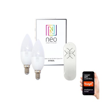 Immax NEO 07002BD - 2xLED Zatemnitvena žarnica E14/5W/230V + daljinski upravljalnik ZigBee 2700K Tuya