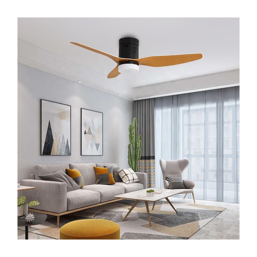 Immax NEO 07142-B - LED Stropni ventilator NEO LITE FRESCO LED/18W/230V Tuya Wi-Fi črn/les + Daljinski upravljalnik