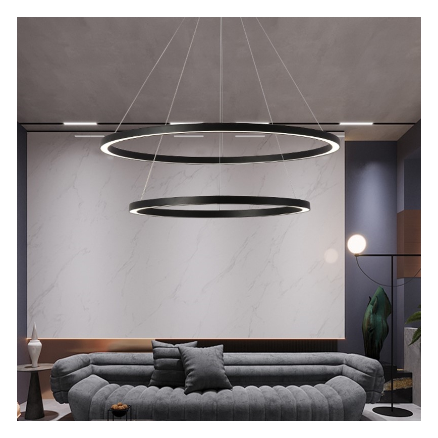 Immax NEO 07158-B80-60 - LED Zatemnitveni lestenec na vrvici FINO LED/93W/230V Tuya črna + Daljinski upravljalnik
