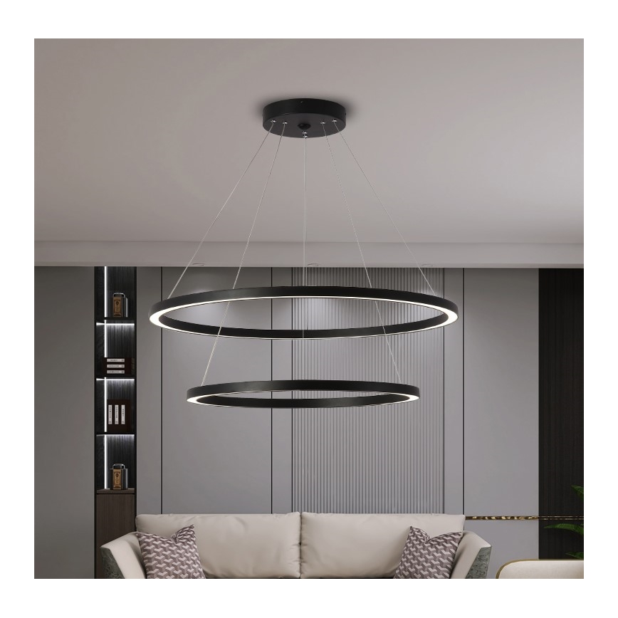 Immax NEO 07158-B80-60 - LED Zatemnitveni lestenec na vrvici FINO LED/93W/230V Tuya črna + Daljinski upravljalnik
