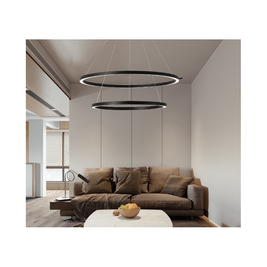 Immax NEO 07158-B80-60 - LED Zatemnitveni lestenec na vrvici FINO LED/93W/230V Tuya črna + Daljinski upravljalnik