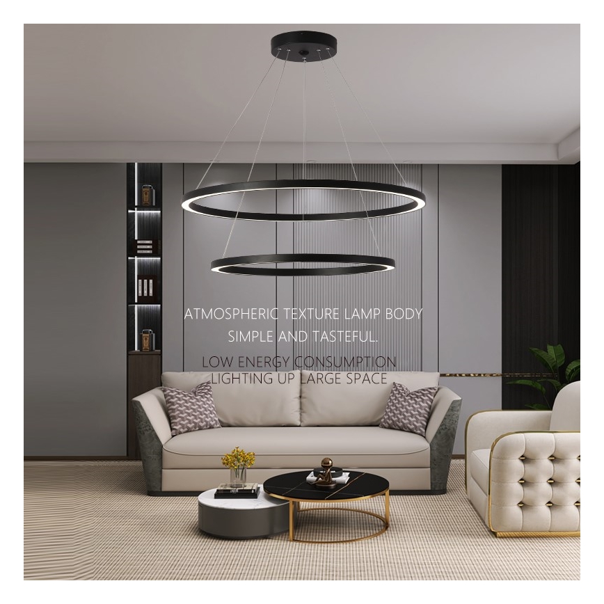 Immax NEO 07158-B80-60 - LED Zatemnitveni lestenec na vrvici FINO LED/93W/230V Tuya črna + Daljinski upravljalnik