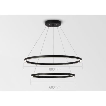 Immax NEO 07158-B80-60 - LED Zatemnitveni lestenec na vrvici FINO LED/93W/230V Tuya črna + Daljinski upravljalnik