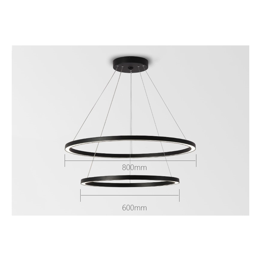 Immax NEO 07158-B80-60 - LED Zatemnitveni lestenec na vrvici FINO LED/93W/230V Tuya črna + Daljinski upravljalnik