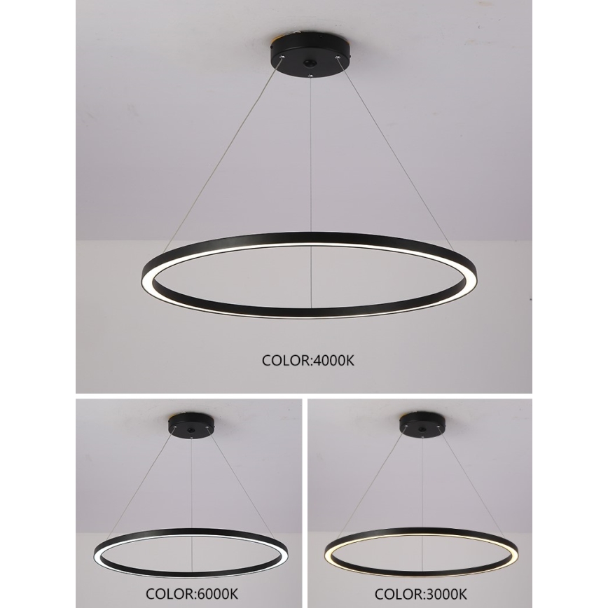 Immax NEO 07158-B80 - LED Zatemnitveni lestenec na vrvici FINO LED/60W/230V Tuya črna + Daljinski upravljalnik