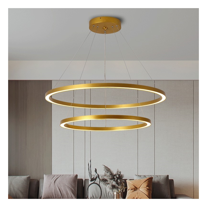 Immax NEO 07159-G80-60 - LED Zatemnitveni lestenec na vrvici FINO LED/93W/230V Tuya zlata + Daljinski upravljalnik