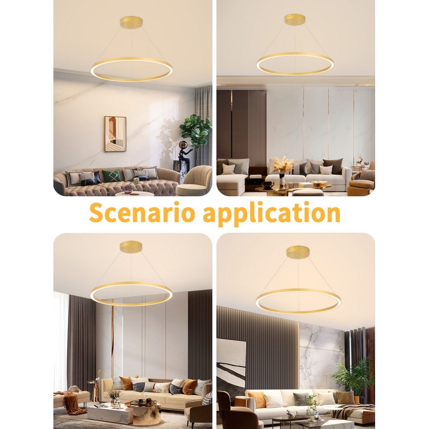 Immax NEO 07159-G80 - LED Zatemnitveni lestenec na vrvici FINO LED/60W/230V Tuya zlata + Daljinski upravljalnik