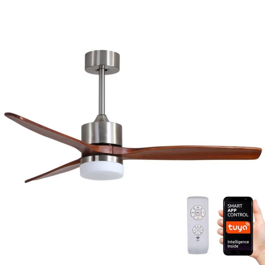 Immax NEO 07165-S - LED Stropni ventilator ELEGANTE LED/18W/230V hrast Wi-Fi Tuya + Daljinski upravljalnik