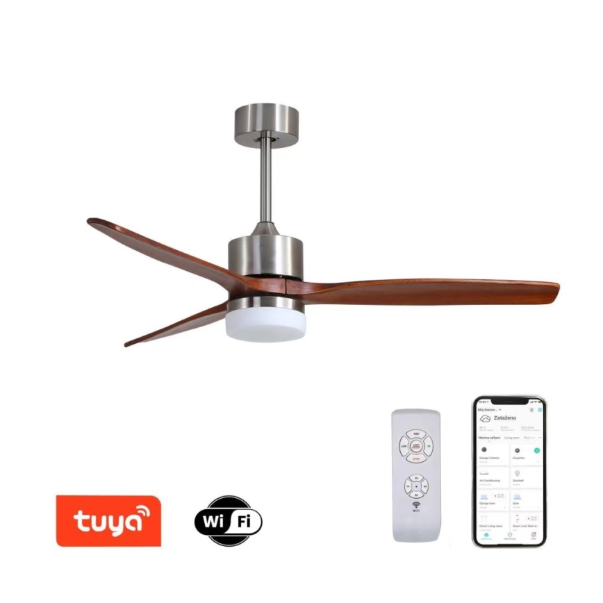 Immax NEO 07165-S - LED Stropni ventilator ELEGANTE LED/18W/230V hrast Wi-Fi Tuya + Daljinski upravljalnik
