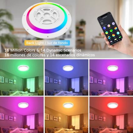 Immax NEO 07166-B40 - LED RGB+CCT Zatemnitvena stropna svetilka NEO LITE TUDO LED/50W/230V Wi-Fi Tuya črna + Daljinski upravljalnik