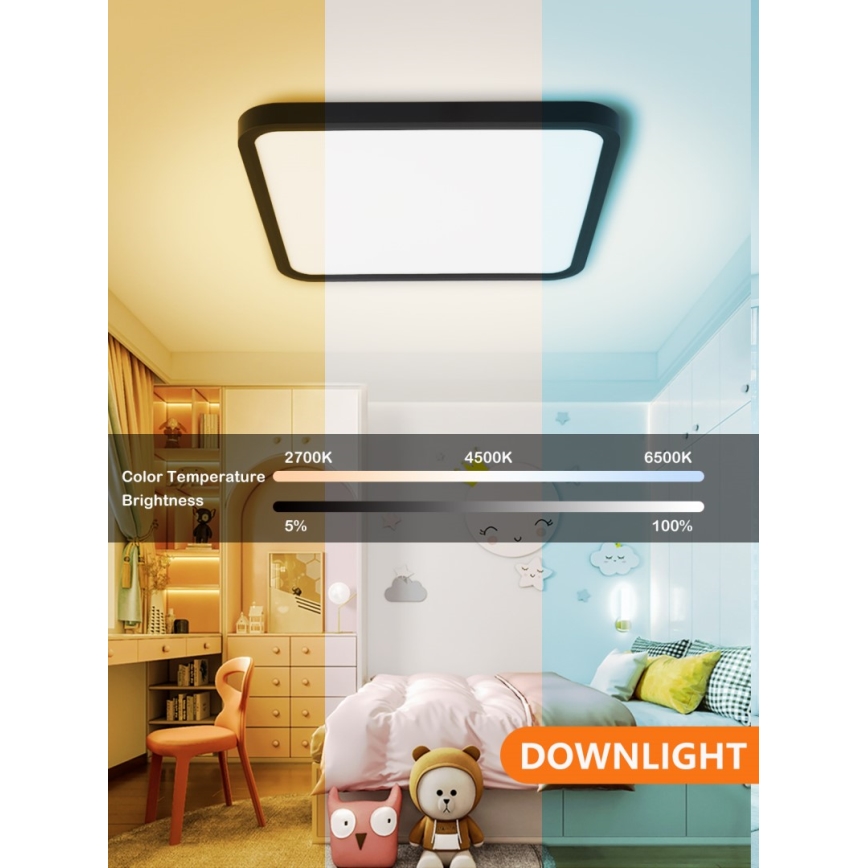 Immax NEO 07167-B40 - LED RGB+CCT Zatemnitvena stropna svetilka NEO LITE TUDO LED/50W/230V Wi-Fi Tuya črna + Daljinski upravljalnik