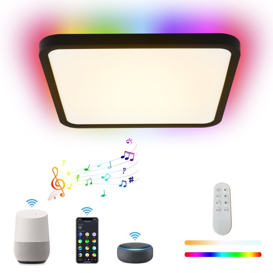 Immax NEO 07167-B40 - LED RGB+CCT Zatemnitvena stropna svetilka NEO LITE TUDO LED/50W/230V Wi-Fi Tuya črna + Daljinski upravljalnik