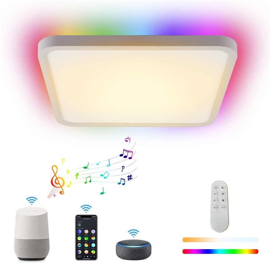 Immax NEO 07168-W40 - LED RGB+CCT Zatemnitvena stropna svetilka NEO LITE TUDO LED/50W/230V Wi-Fi Tuya bela + Daljinski upravljalnik
