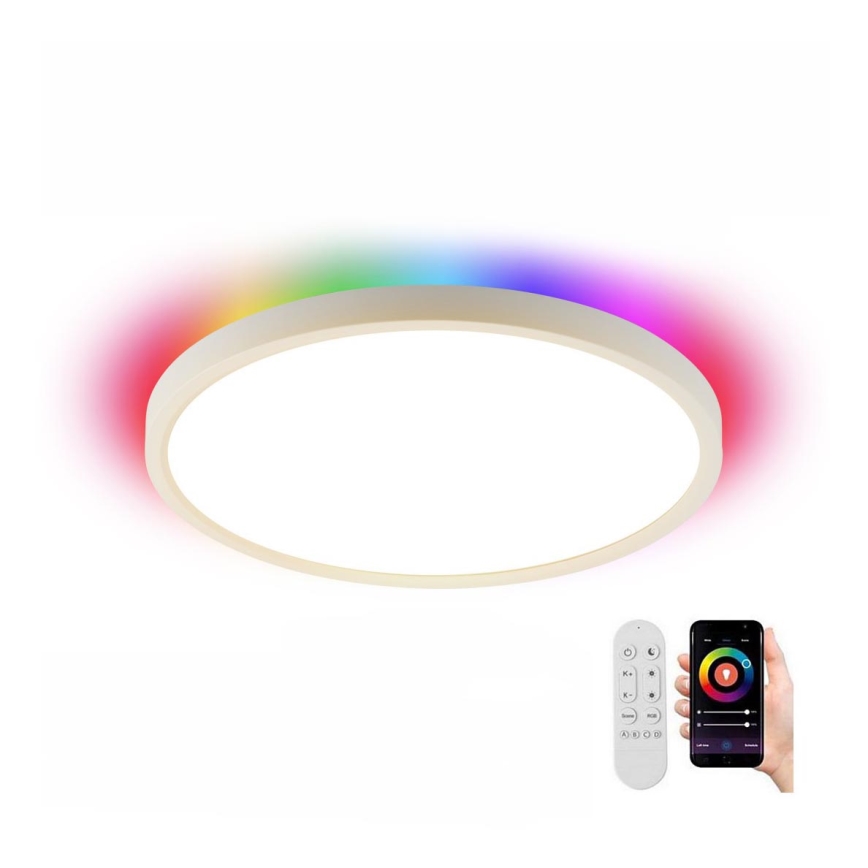Immax NEO 07169-W60 - LED RGB+CCT Zatemnitvena stropna svetilka NEO LITE TUDO 65W/230V 2700-6500K Wi-Fi Tuya + Daljinski upravljalnik bela