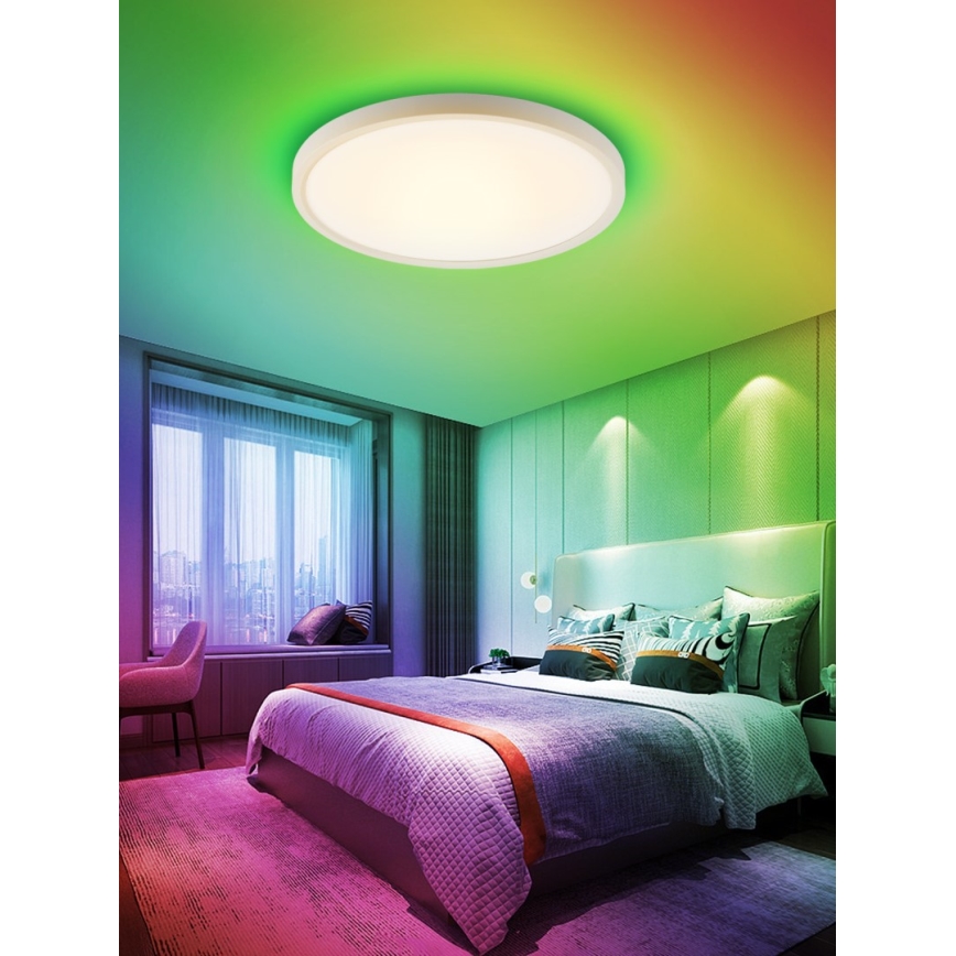 Immax NEO 07169-W60 - LED RGB+CCT Zatemnitvena stropna svetilka NEO LITE TUDO 65W/230V 2700-6500K Wi-Fi Tuya + Daljinski upravljalnik bela