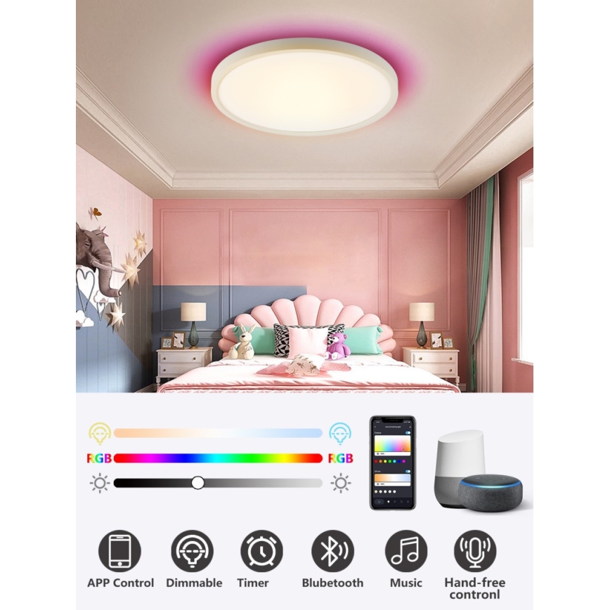 Immax NEO 07169-W60 - LED RGB+CCT Zatemnitvena stropna svetilka NEO LITE TUDO 65W/230V 2700-6500K Wi-Fi Tuya + Daljinski upravljalnik bela