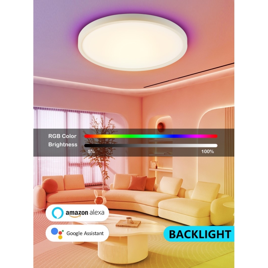 Immax NEO 07169-W60 - LED RGB+CCT Zatemnitvena stropna svetilka NEO LITE TUDO 65W/230V 2700-6500K Wi-Fi Tuya + Daljinski upravljalnik bela