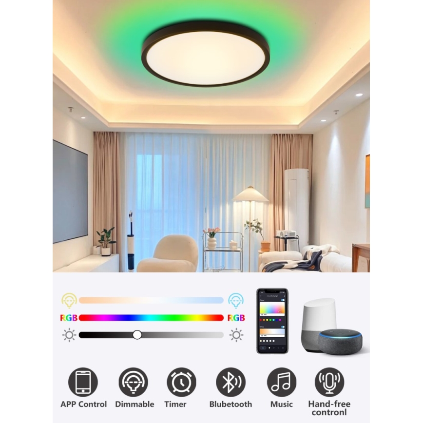Immax NEO 07170-B60 - LED RGB+CCT Zatemnitvena stropna svetilka NEO LITE TUDO LED/65W/230V 2700-6500K Wi-Fi Tuya črna + Daljinski upravljalnik