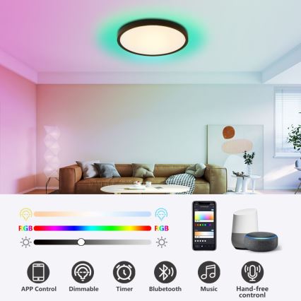 Immax NEO 07170-B60 - LED RGB+CCT Zatemnitvena stropna svetilka NEO LITE TUDO LED/65W/230V 2700-6500K Wi-Fi Tuya črna + Daljinski upravljalnik
