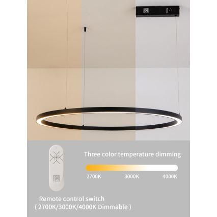 Immax NEO 07215L - LED Zatemnitveni lestenec na vrvici FINO LED/60W/230V 80 cm črna Tuya + Daljinski upravljalnik