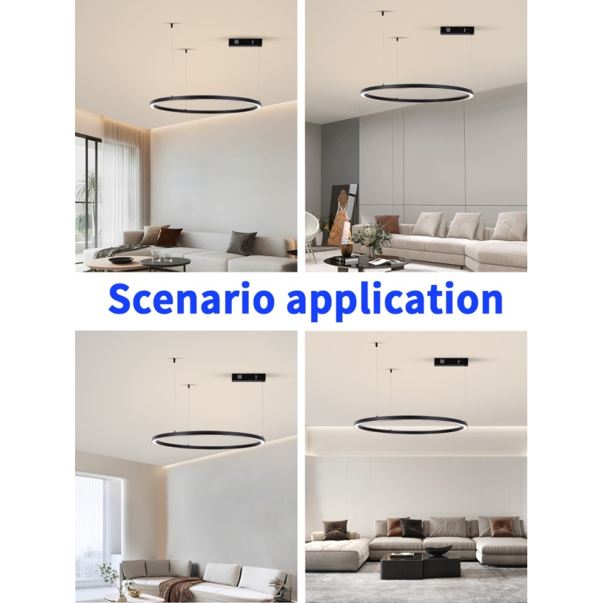 Immax NEO 07215L - LED Zatemnitveni lestenec na vrvici FINO LED/60W/230V 80 cm črna Tuya + Daljinski upravljalnik
