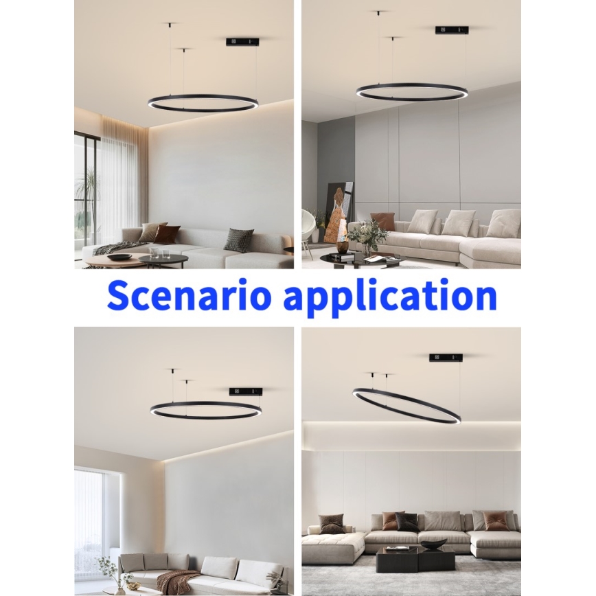 Immax NEO 07215L - LED Zatemnitveni lestenec na vrvici FINO LED/60W/230V 80 cm črna Tuya + Daljinski upravljalnik