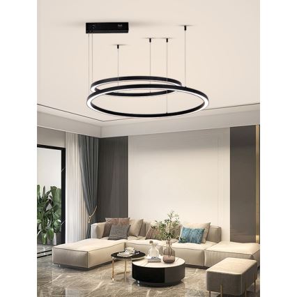 Immax NEO 07216L - LED Zatemnitveni lestenec na vrvici FINO LED/93W/230V 60/80cm črna Tuya + Daljinski upravljalnik