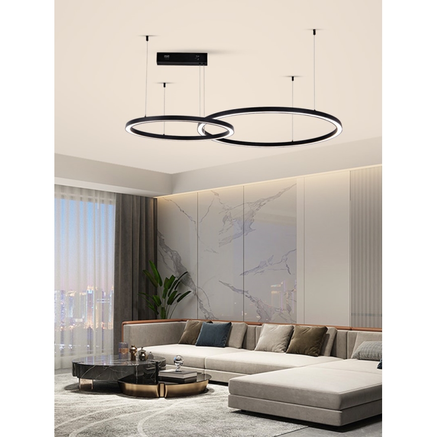 Immax NEO 07216L - LED Zatemnitveni lestenec na vrvici FINO LED/93W/230V 60/80cm črna Tuya + Daljinski upravljalnik