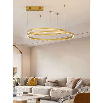 Immax NEO 07218L - LED Zatemnitveni lestenec na vrvici FINO LED/93W/230V 60/80cm zlata Tuya + Daljinski upravljalnik