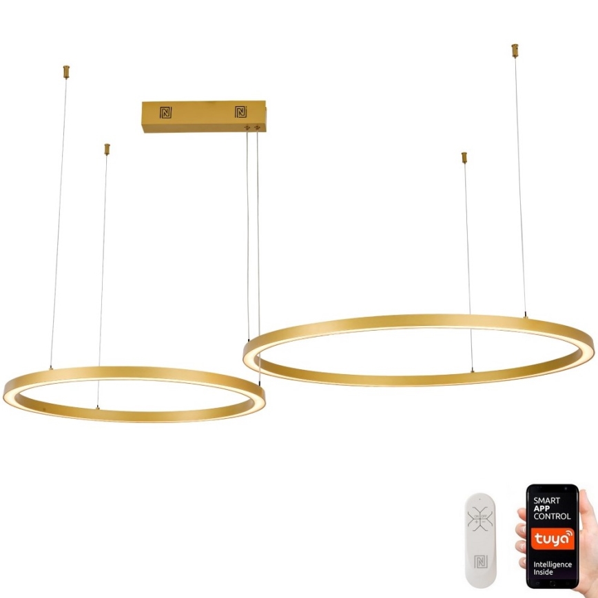 Immax NEO 07218L - LED Zatemnitveni lestenec na vrvici FINO LED/93W/230V 60/80cm zlata Tuya + Daljinski upravljalnik