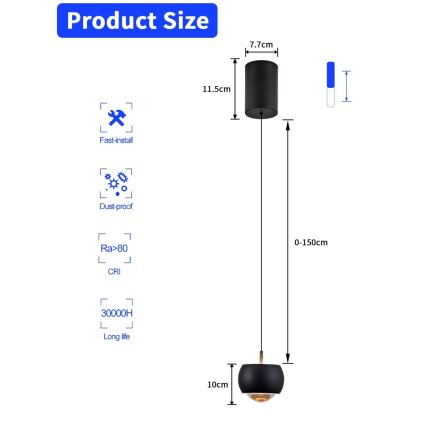 Immax NEO 07219L - LED Zatemnitveni lestenec na vrvici DORMINE LED/6W/230V mat črna Tuya + Daljinski upravljalnik