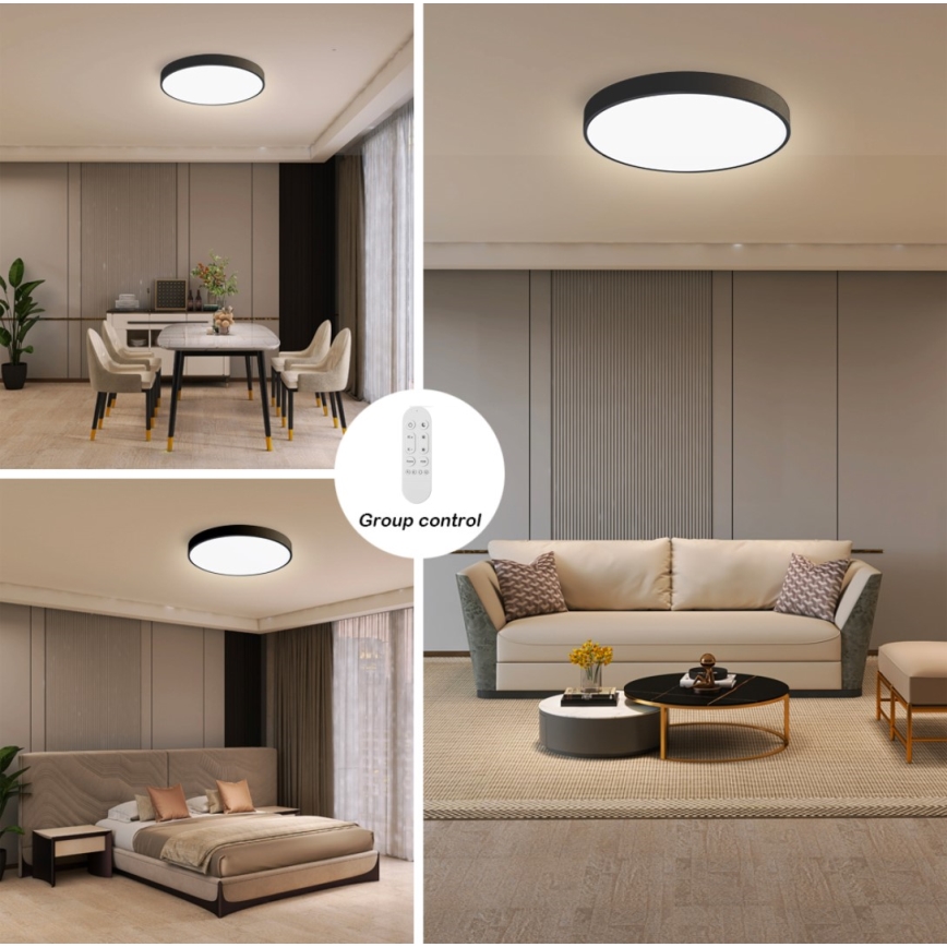 Immax NEO 07248L - LED Zatemnitvena stropna svetilka NEO LITE SEMPLICI LED/36W/230V 3000-6000K Wi-Fi Tuya črna + Daljinski upravljalnik