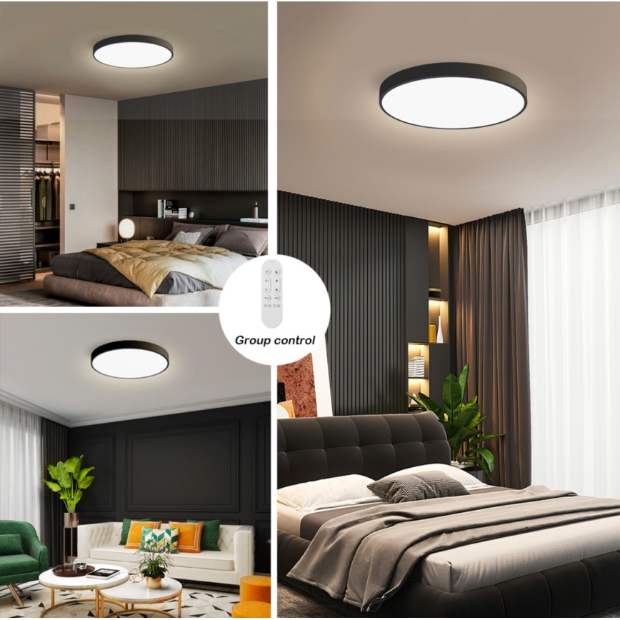 Immax NEO 07249L - LED Zatemnitvena stropna svetilka NEO LITE SEMPLICI LED/48W/230V 3000-6000K Wi-Fi Tuya črna + Daljinski upravljalnik