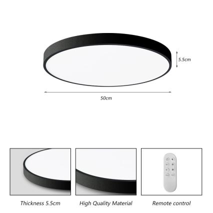 Immax NEO 07249L - LED Zatemnitvena stropna svetilka NEO LITE SEMPLICI LED/48W/230V 3000-6000K Wi-Fi Tuya črna + Daljinski upravljalnik