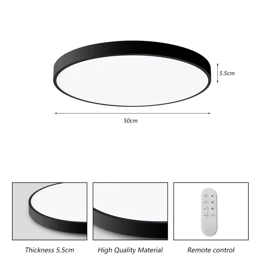 Immax NEO 07249L - LED Zatemnitvena stropna svetilka NEO LITE SEMPLICI LED/48W/230V 3000-6000K Wi-Fi Tuya črna + Daljinski upravljalnik
