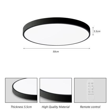 Immax NEO 07249L - LED Zatemnitvena stropna svetilka NEO LITE SEMPLICI LED/48W/230V 3000-6000K Wi-Fi Tuya črna + Daljinski upravljalnik