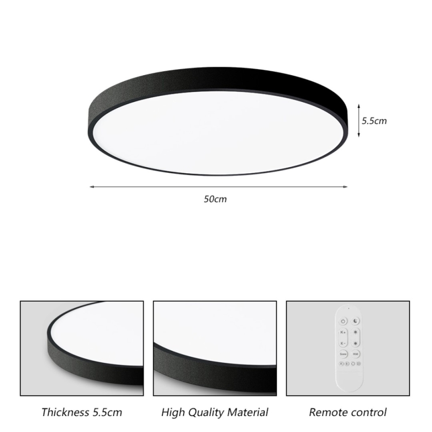 Immax NEO 07249L - LED Zatemnitvena stropna svetilka NEO LITE SEMPLICI LED/48W/230V 3000-6000K Wi-Fi Tuya črna + Daljinski upravljalnik