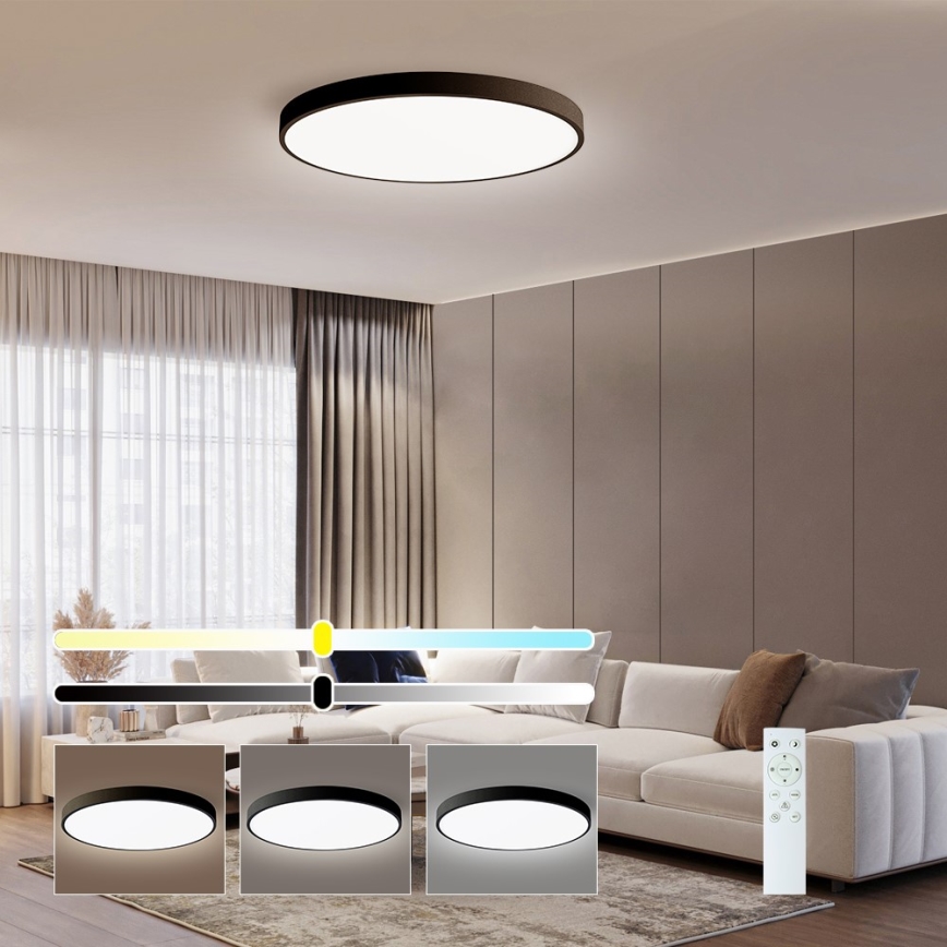 Immax NEO 07250L - LED Zatemnitvena stropna svetilka NEO LITE SEMPLICI LED/60W/230V 3000-6000K Wi-Fi Tuya črna + Daljinski upravljalnik