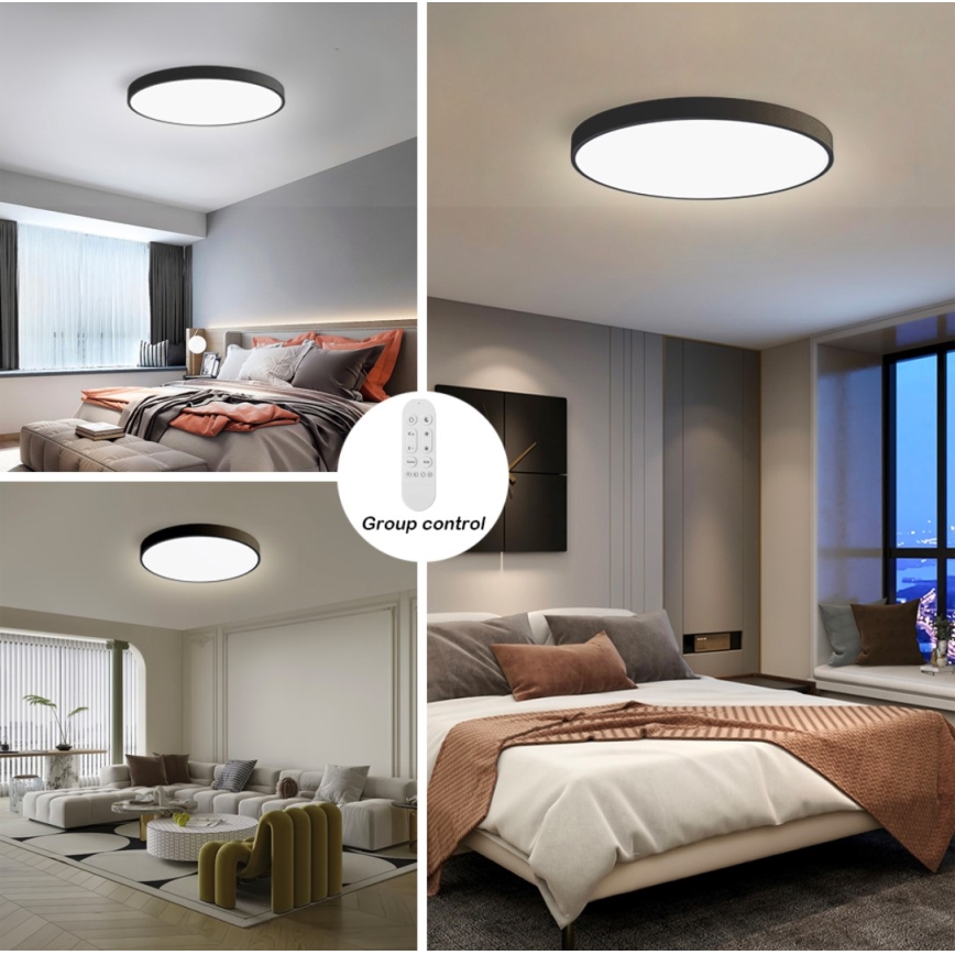 Immax NEO 07250L - LED Zatemnitvena stropna svetilka NEO LITE SEMPLICI LED/60W/230V 3000-6000K Wi-Fi Tuya črna + Daljinski upravljalnik
