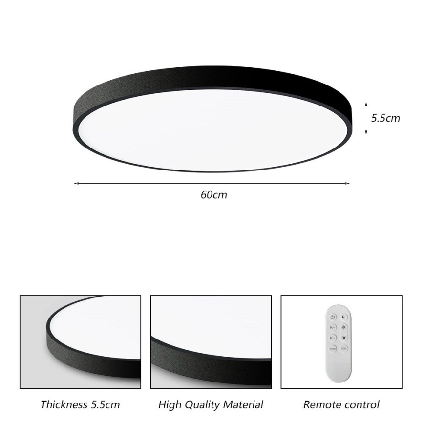 Immax NEO 07250L - LED Zatemnitvena stropna svetilka NEO LITE SEMPLICI LED/60W/230V 3000-6000K Wi-Fi Tuya črna + Daljinski upravljalnik