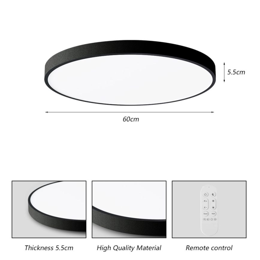 Immax NEO 07250L - LED Zatemnitvena stropna svetilka NEO LITE SEMPLICI LED/60W/230V 3000-6000K Wi-Fi Tuya črna + Daljinski upravljalnik