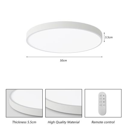 Immax NEO 07252L - LED Zatemnitvena stropna svetilka NEO LITE SEMPLICI LED/48W/230V 3000-6000K Wi-Fi Tuya bela + Daljinski upravljalnik