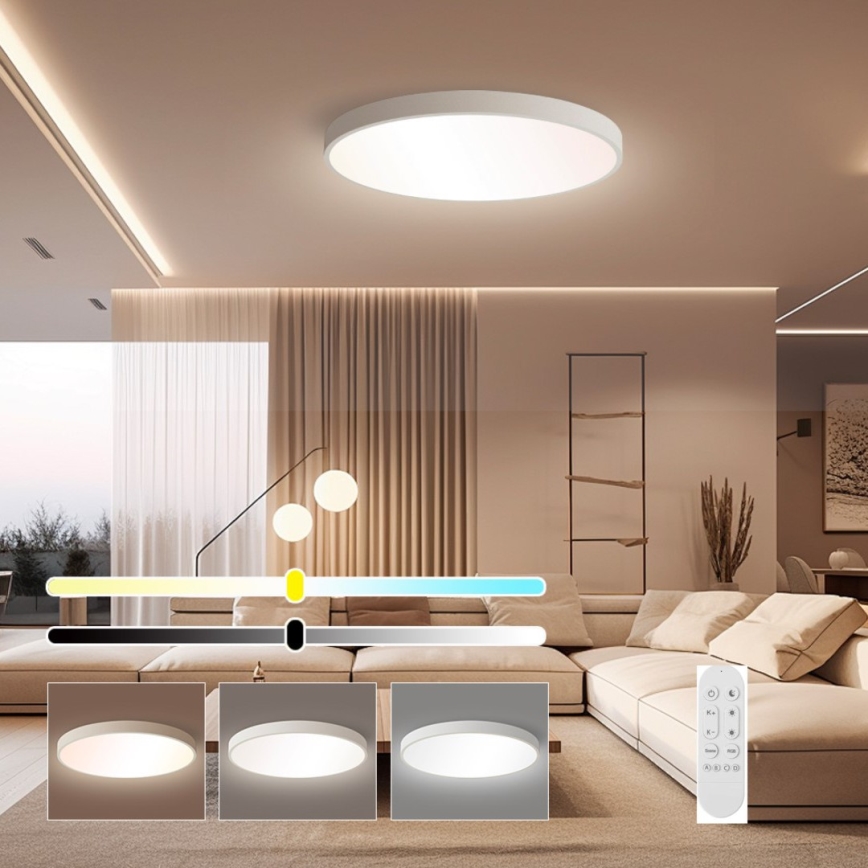 Immax NEO 07253L - LED Zatemnitvena stropna svetilka NEO LITE SEMPLICI LED/60W/230V 3000-6000K Wi-Fi Tuya bela + Daljinski upravljalnik
