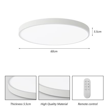 Immax NEO 07253L - LED Zatemnitvena stropna svetilka NEO LITE SEMPLICI LED/60W/230V 3000-6000K Wi-Fi Tuya bela + Daljinski upravljalnik