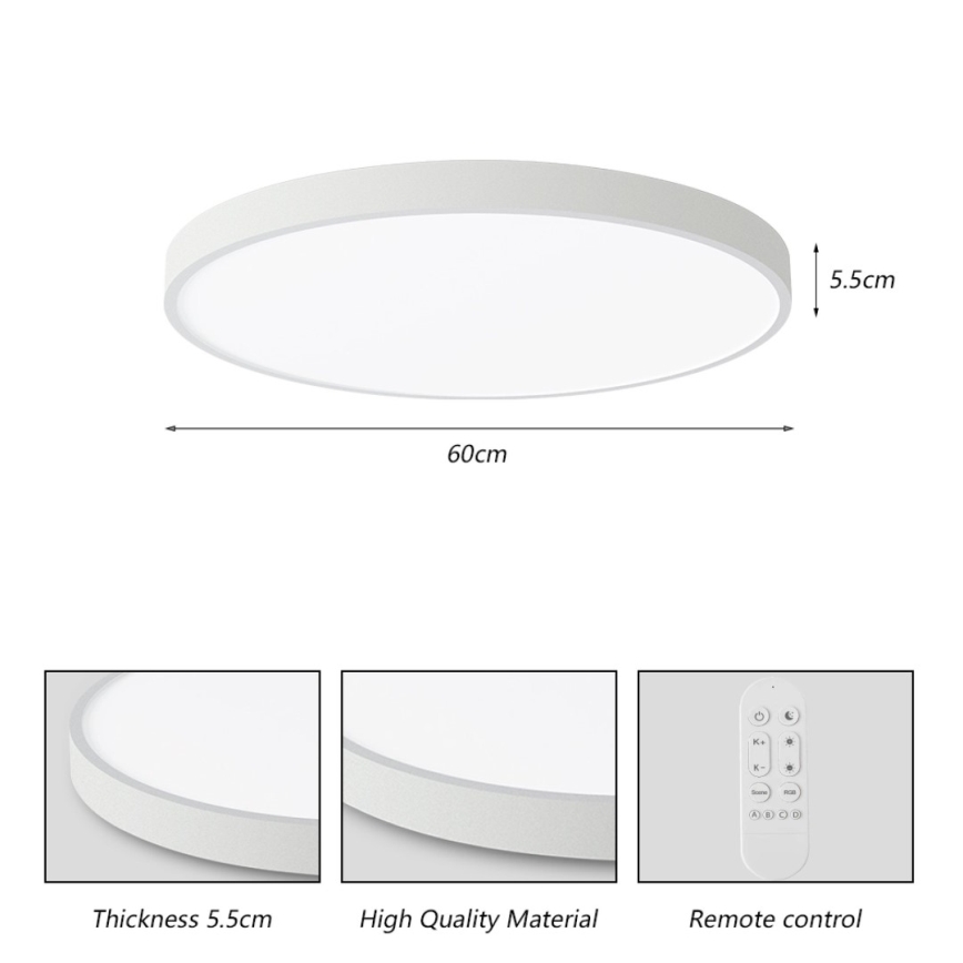 Immax NEO 07253L - LED Zatemnitvena stropna svetilka NEO LITE SEMPLICI LED/60W/230V 3000-6000K Wi-Fi Tuya bela + Daljinski upravljalnik