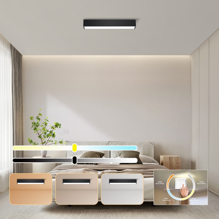 Immax NEO 07254L - LED Zatemnitvena stropna svetilka NEO LITE LUNGO LED/20W/230V 3000-6000K Wi-Fi Tuya črna + Daljinski upravljalnik