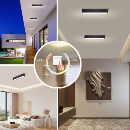 Immax NEO 07254L - LED Zatemnitvena stropna svetilka NEO LITE LUNGO LED/20W/230V 3000-6000K Wi-Fi Tuya črna + Daljinski upravljalnik