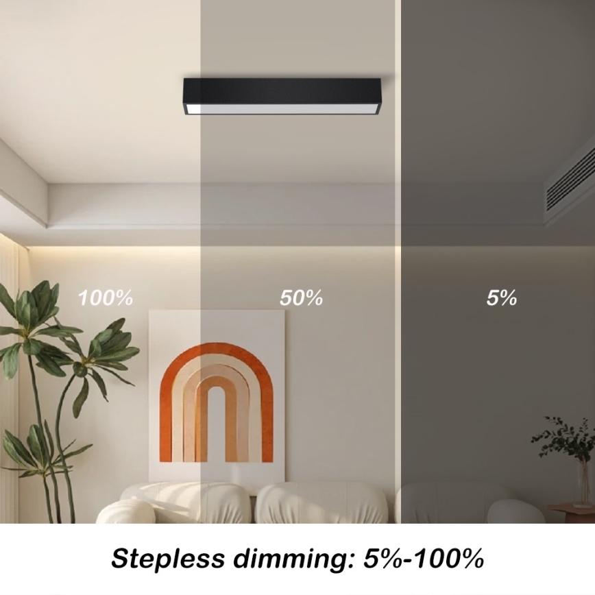Immax NEO 07254L - LED Zatemnitvena stropna svetilka NEO LITE LUNGO LED/20W/230V 3000-6000K Wi-Fi Tuya črna + Daljinski upravljalnik