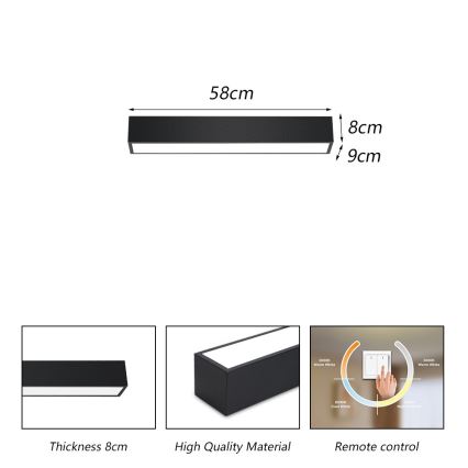 Immax NEO 07254L - LED Zatemnitvena stropna svetilka NEO LITE LUNGO LED/20W/230V 3000-6000K Wi-Fi Tuya črna + Daljinski upravljalnik