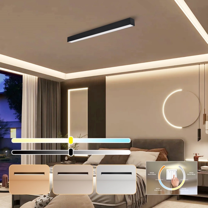 Immax NEO 07255L - LED Zatemnitvena stropna svetilka NEO LITE LUNGO LED/20W/230V 3000-6000K Wi-Fi Tuya črna + Daljinski upravljalnik